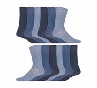 IOMI - Mens Extra Wide Diabetic Socks 12 Pack Cotton Non Elastic Socks