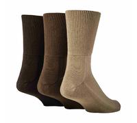 IOMI 3 Pack Extra Wide Bamboo Diabetic Socks for Swollen Legs - 9-11 UK - Brown