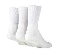 IOMI 3 Pack Extra Wide Bamboo Diabetic Socks for Swollen Legs - 9-11 UK - White