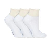 IOMI 3 Pack Extra Wide Cotton Low Cut Ankle Diabetic Socks - 6-8.5 UK - White