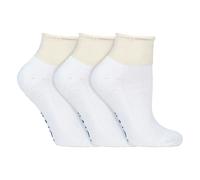 IOMI 3 Pack Extra Wide Cotton Low Cut Ankle Diabetic Socks - 9-11 UK - White