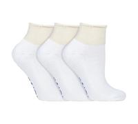 IOMI - 3 Pairs Extra Wide Cotton Cushioned Short Ankle Diabetic Socks for Swollen Feet and Legs (9-11 UK, White (Short))