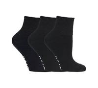 IOMI - 3 Pack Wide Cotton Short Ankle Diabetic Socks for Swollen Feet Legs | Sensitive Foot Hosiery | Natural Fibre Hosiery | Multi Pair Value Set | Reduced Pressure Cuff | Oedema Friendly Fit