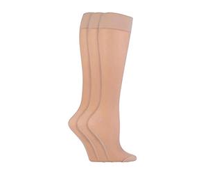 IOMI 3 Pair Multipack Ladies Flight Socks Graduated Compressions Socks for Women | DVT Socks for Travel, Pregnancy (4-7, Beige)