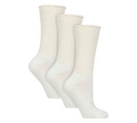 IOMI 3 Pairs Diabetic Socks with Grips | Extra Wide Non Slip Slipper Socks - 4-8 UK - White