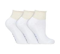 IOMI - 3 Pairs Extra Wide Cotton Cushioned Short Ankle Diabetic Socks for Swollen Feet and Legs (9-11 UK, White (Short))