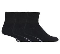IOMI - 3 Pairs Extra Wide Cotton Cushioned Short Ankle Diabetic Socks for Swollen Feet and Legs (9-11 UK, Black (Short)
