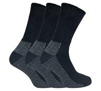 IOMI - 3 Pairs Mens Extra Wide Loose Top Comfort Thick Cushioned Cotton Diabetic Work Socks (UK, Numeric, 4, 8, Regular, Regular, Black)