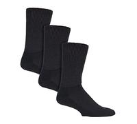 IOMI - 3 Pairs of Extra Wide Diabetic Kids Socks for Swollen Legs in 2 Colours and 4 Sizes (Kids 12.5-3.5 uk, Black)