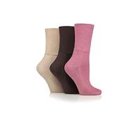 IOMI 3 Pairs SockShop Extra Wide for Swollen Legs BAMBOO Diabetic Socks (as8, numeric, numeric_4, numeric_7, regular, regular, Dusky Pink Mix)
