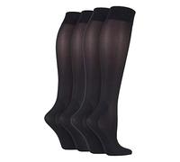 IOMI 4 Pair Multipack Graduated Compression Socks 40 Denier Energising Knee High Flight Socks (4-7, Black)