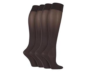 IOMI 4 Pair Multipack Graduated Compression Socks 40 Denier Energising Knee High Flight Socks (4-7, Brown)