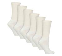 IOMI 6 Pack Diabetic Bed Socks with Grips | Non Slip Extra Wide Slipper Socks - 4-8 UK - White