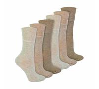 IOMI - Ladies Diabetic Bamboo Socks - 6 Pack - Extra-Wide Seamless Loose Non-Elastic - 4-8 Beige