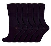 IOMI 6 Pack Ladies Non Elastic Bamboo Diabetic Socks - 4-8 UK - Black