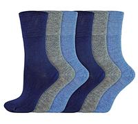 IOMI - 6 Pack Ladies Diabetic Bamboo Socks | Extra Wide Seamless Loose Non Elastic Socks for Women (4-8, Blue)