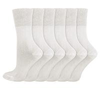 IOMI - 6 Pack Ladies Diabetic Bamboo Socks | Extra Wide Seamless Loose Non Elastic Socks for Women (4-8, White)