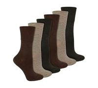 IOMI 6 Pack Ladies Non Elastic Bamboo Diabetic Socks - 4-8 UK - Dark Brown
