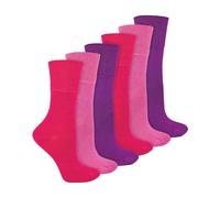 IOMI 6 Pack Ladies Non Elastic Bamboo Diabetic Socks - 4-8 UK - Pink