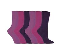 IOMI 6 Pack Ladies Non Elastic Cotton Diabetic Socks with Seamless Toe - 4-8 UK - Purple