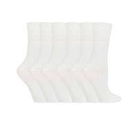 IOMI 6 Pack Ladies Non Elastic Cotton Diabetic Socks with Seamless Toe - 4-8 UK - White