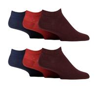 IOMI 6 Pairs Mens Diabetic Trainer Socks Cushioned Foot Wide Ankle Socks for Swollen Feet (6-11, Orange/Blue/Burgundy)