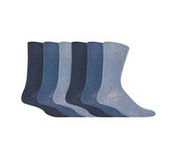 IOMI 6 Pack Mens Non Elastic Cotton Diabetic Socks with Seamless Toe 12-14 UK - 12-14 UK - Blue