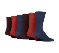 IOMI 6 Pack Mens Non Elastic Cotton Diabetic Socks with Seamless Toe - 6-11 UK - Burnt Orange / Blue / Burgundy