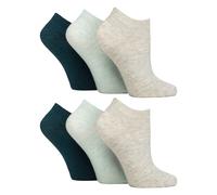 IOMI 6 Pack Womens Diabetic Trainer Socks | Extra Wide Socks for Swollen Feet - 4-8 UK - Grey / Teal / Mint