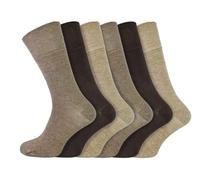 IOMI 6 Pairs Footnurse Gentle Grip Bamboo Diabetic Socks Unisex Size UK 6-11, EUR 39-45 (Brown Mix)