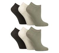 IOMI 6 Pairs Womens Diabetic Trainer Socks Extra Wide Ankle Socks for Swollen Feet (4-8, Khaki/Forest/Cream/Grey)
