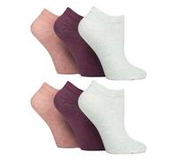 IOMI 6 Pack Womens Diabetic Trainer Socks | Extra Wide Socks for Swollen Feet - 4-8 UK - Pink / Mint / Raspberry