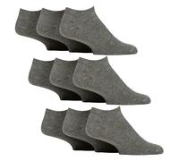 IOMI 9 Pack Mens Diabetic Trainer Socks | Non Elastic Extra Wide Ankle Socks - 6-11 UK - Grey