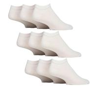 IOMI 9 Pack Mens Diabetic Trainer Socks | Non Elastic Extra Wide Ankle Socks - 6-11 UK - White