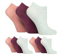 IOMI 9 Pair Multipack Ladies Diabetic Trainer Socks Loose Fitting Non Binding Ankle Socks (4-8, Pink/Mint/Raspberry)