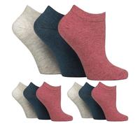 IOMI 9 Pair Multipack Ladies Diabetic Trainer Socks Loose Fitting Non Binding Ankle Socks (UK, Numeric, 4, 8, Regular, Regular, Coral/Grey/Teal)