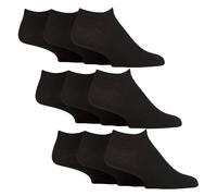IOMI 9 Pair Multipack Mens Diabetic Trainer Socks Loose Fitting Non Binding Ankle Socks (6-11, Black)