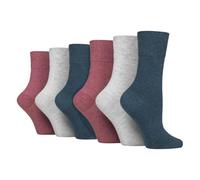 IOMI Footnurse - Ladies 6 Pair Multipack Non Elastic Diabetic Socks with Gentle Grip Wide Top 4-8