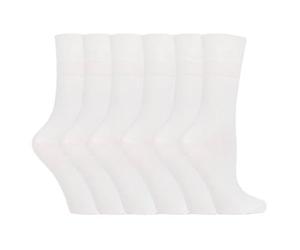 IOMI Footnurse - Ladies 6 Pair Multipack Non Elastic Diabetic Socks with Gentle Grip Wide Top 4-8 (4-8, White)