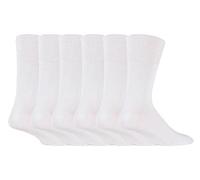 IOMI Footnurse - Mens 6 Pairs Cotton Non Elastic Diabetic Socks With Honeycomb Top (6-11, White)