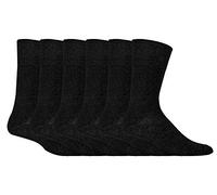 IOMI Footnurse - Mens 6 Pairs Cotton Non Elastic Diabetic Socks With Honeycomb Top (12-14, Black)