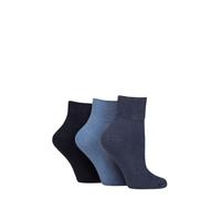 IOMI FootNurse Women's 3 Pair Bamboo Diabetic Ankle Socks 4-8 | Cushioned sole, smooth toe seams, non-binding easy-stretch fit, breathable blend, gentle comfort for sensitive feet