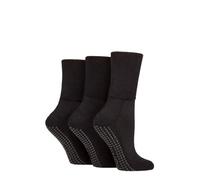 IOMI FootNurse Women's 3 Pair Diabetic Grip Slipper Socks | Bamboo-rich fibres, cushioned sole, non-binding fit, breathable, anti-slip tread, gentle comfort for sensitive feet