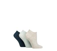 IOMI FootNurse Womens Diabetic Trainer Socks - Soft Cotton, with a Gentle Grip Top and Smooth Toe Seams, Plain, Size 4-8 in a 3 Pair Multipack Cloud/Teal/Mint 4-8