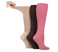 IOMI Knee High Diabetic Socks 3 Pack Bamboo Non Elastic Socks for Swollen Feet | Long Extra Wide Non-Binding Soft Top Socks