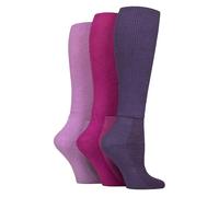 IOMI Knee High Diabetic Socks 3 Pack Bamboo Non Elastic Socks for Swollen Feet | Long Extra Wide Non-Binding Soft Top Socks