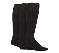 IOMI Knee High Diabetic Socks 3 Pack Bamboo Non Elastic Socks for Swollen Feet | Long Extra Wide Non-Binding Soft Top Socks (6-8, Black)