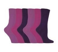 IOMI Footnurse - Ladies 6 Pair Multipack Non Elastic Diabetic Socks with Gentle Grip Wide Top 4-8 (4-8, Purple)