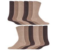 IOMI 12 Pair Multipack Gentle Grip Top Diabetic Socks Mid Calf Loose Top Non Elastic Cotton Socks with Handlinked Seamless Toe (UK, Numeric, 12, 14, Regular, Regular, Beige)