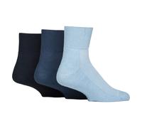 IOMI Mens 3 Pack Unisex Bamboo Diabetic Ankle Socks Soft Breathable Gentle Fit Everyday - Blue